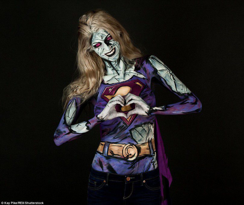 bodypaint geek Kay Pike lady deat supergirl