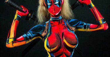 bodypaint geek Kay Pike lady deathpool