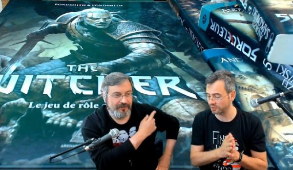 Merlin et fletch font la présentation du jeu de rôle the witcher