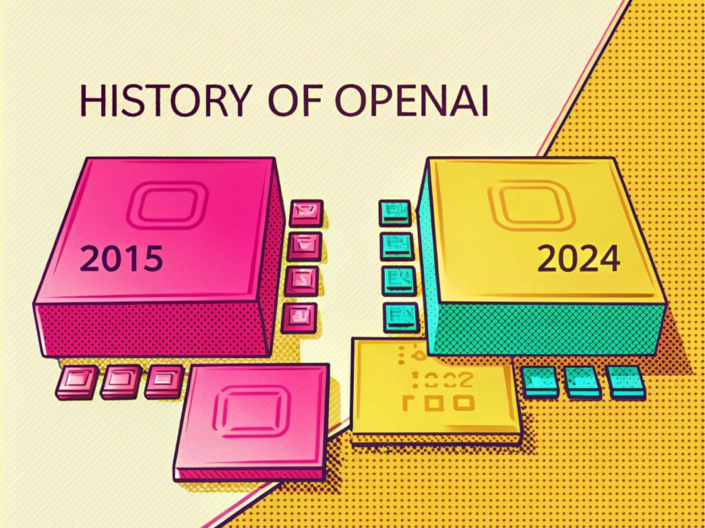 une illustration représentant la transformation d’OpenAI 2015-2024